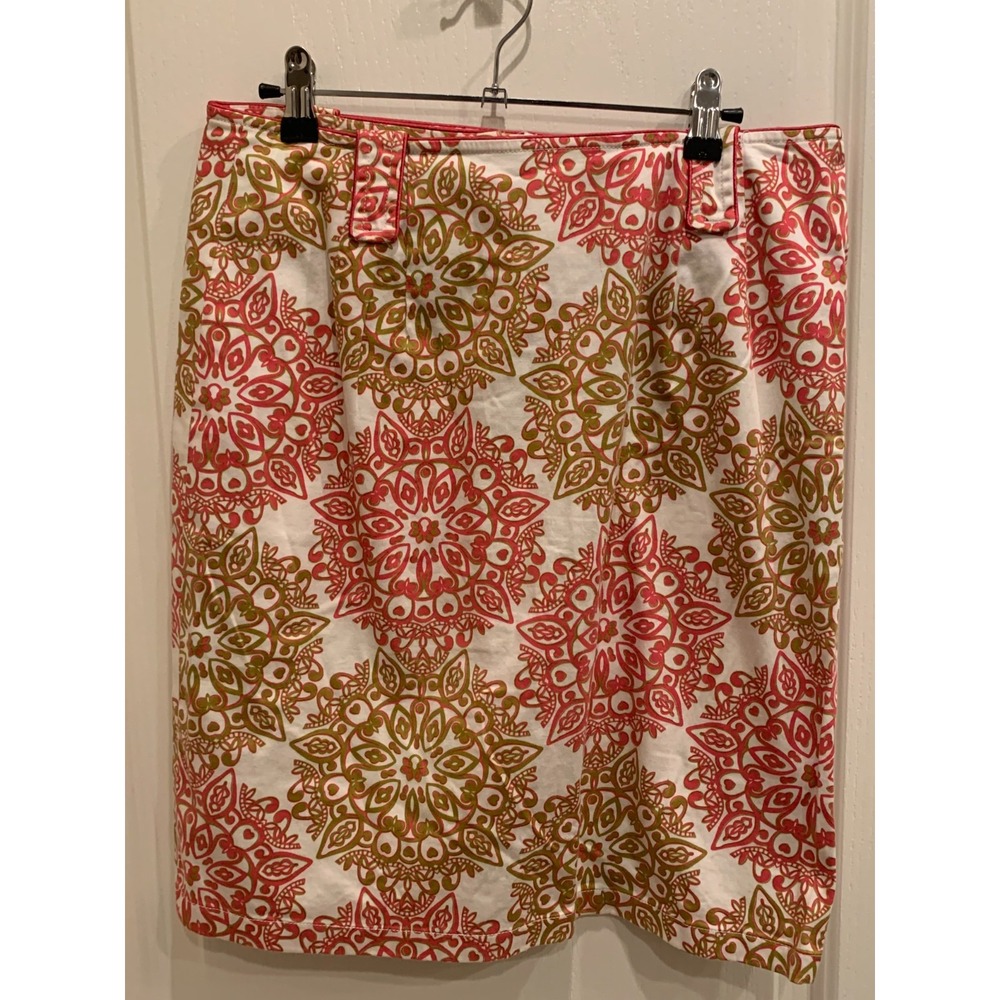 Etcetera Skirt Tan and Orange Circle Designs Sz 8
